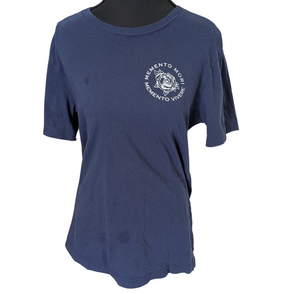 Canvas Memento Mori Navy Blue Double-Sided Graphic Tee | Women's M